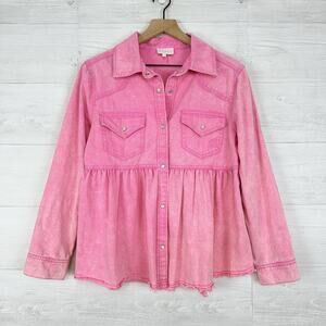 Entro Babydoll Peplum Tunic Shirt Size Small Washed Pink Western‎ Barbie Cowgirl